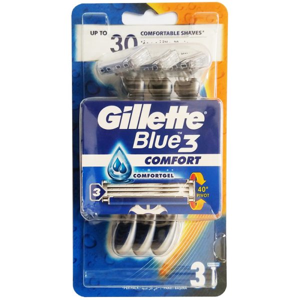 خودتراش مردانه ژیلت مدل Blue 3 Comfort بسته 3 عددی